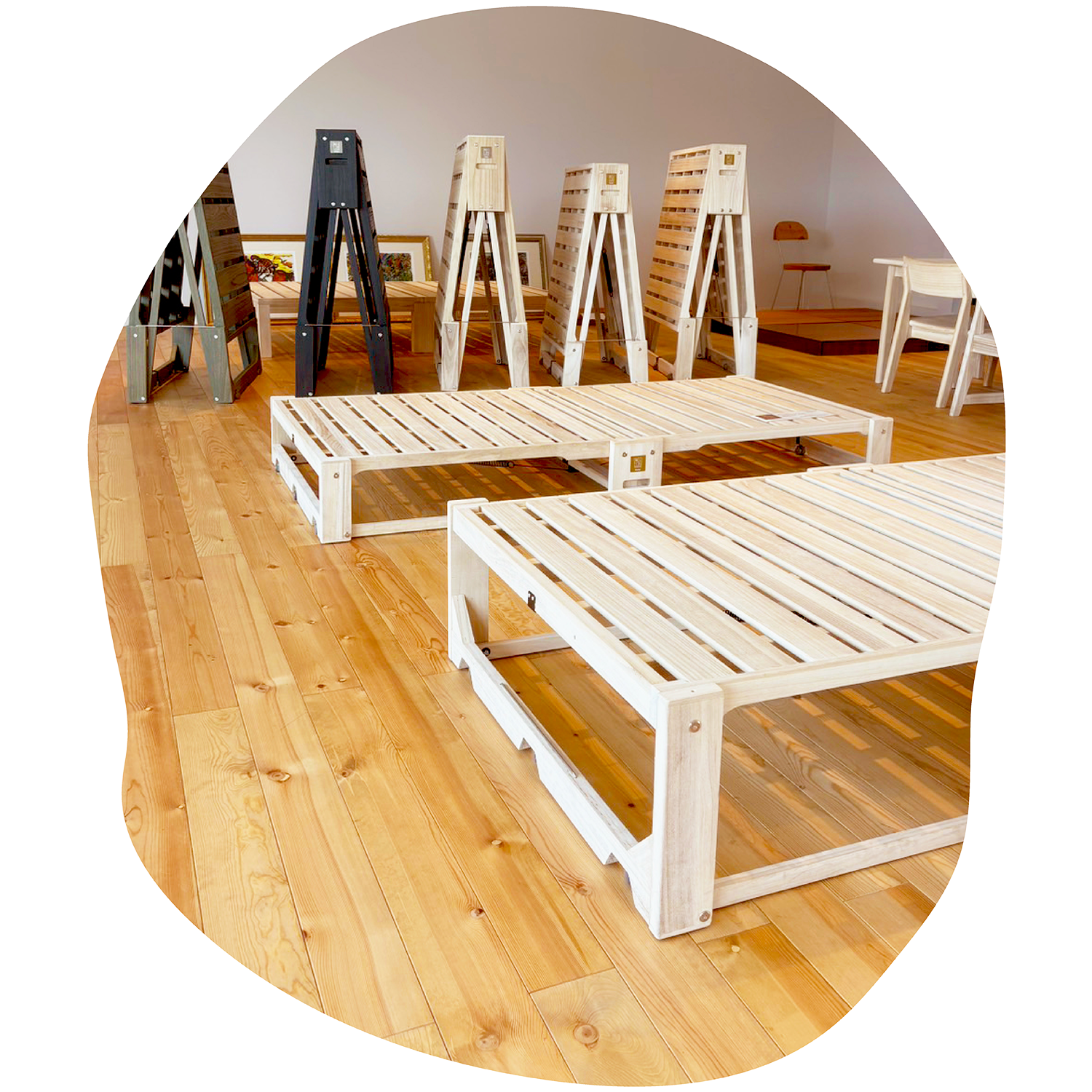 桐のフローリング体験